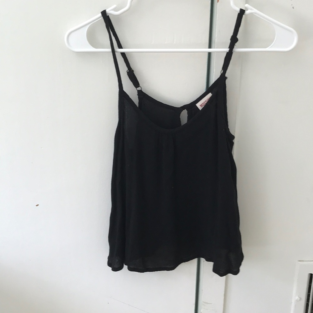 black flowy tank top with adjustable straps